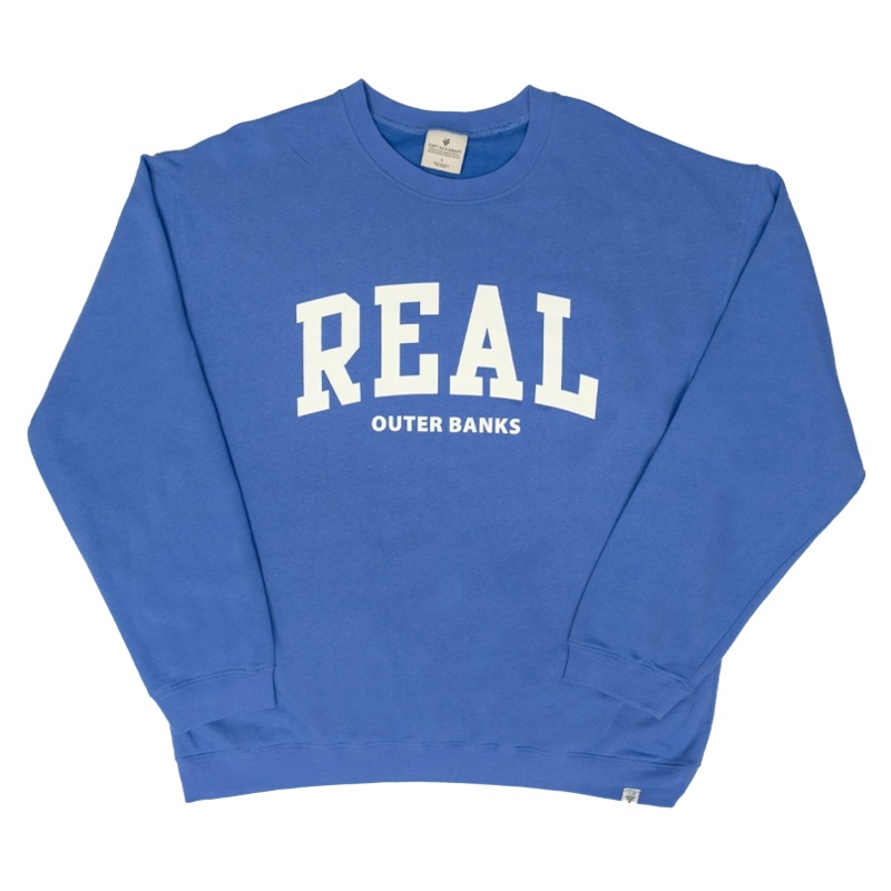 REAL Block Letters Crew Sweatshirt-Peri