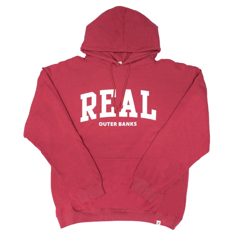 REAL Block Letters Hooded Sweatshirt-Crimson