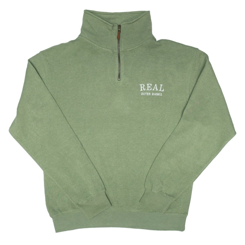 REAL Block Letters Quater Zip Sweatshirt-Willow