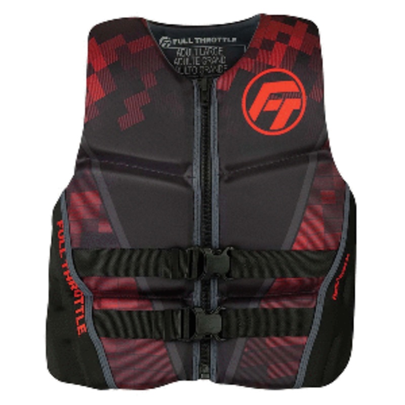 Full Throttle Men’s Rapid-Dry Flex-Back Life Jacket – XL – Black/Red