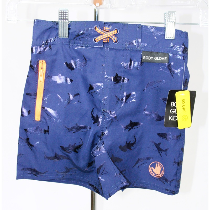 Body Glove Boys Swim Trunks 4-7 Navy Shark Print