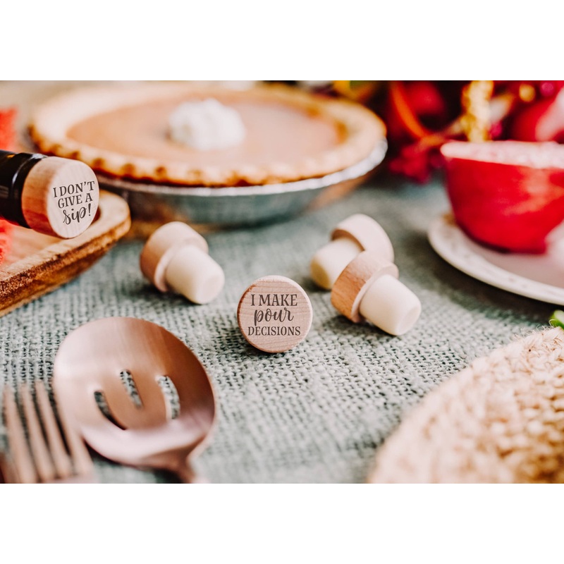 Lake Engraved Funny Wine Bottle Stoppers – Pack of 4 Toppers