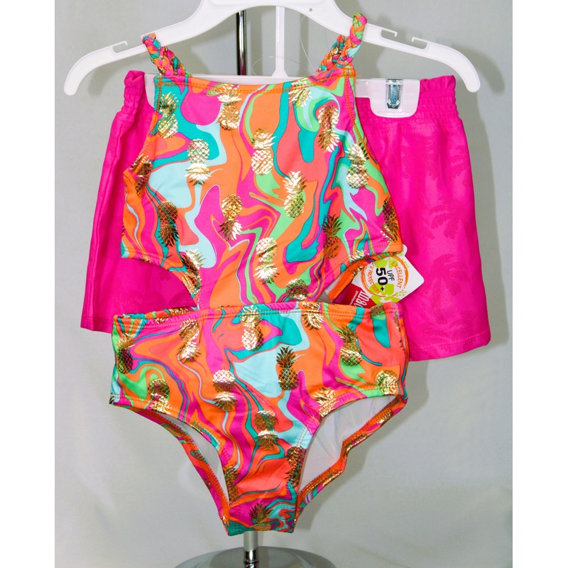 Penelope Mack Little Girl’s One-Piece Swimsuit and shorts (Swirl/Pink)