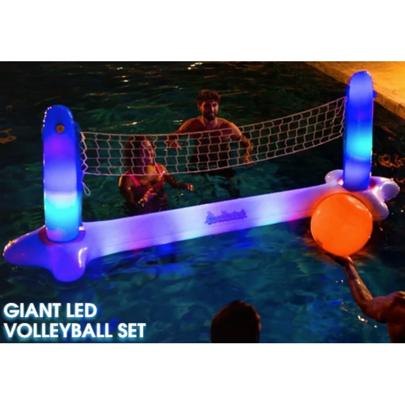 PoolCandy Illuminated Giant LED Volleyball Set 105″ x 28″ x 35″