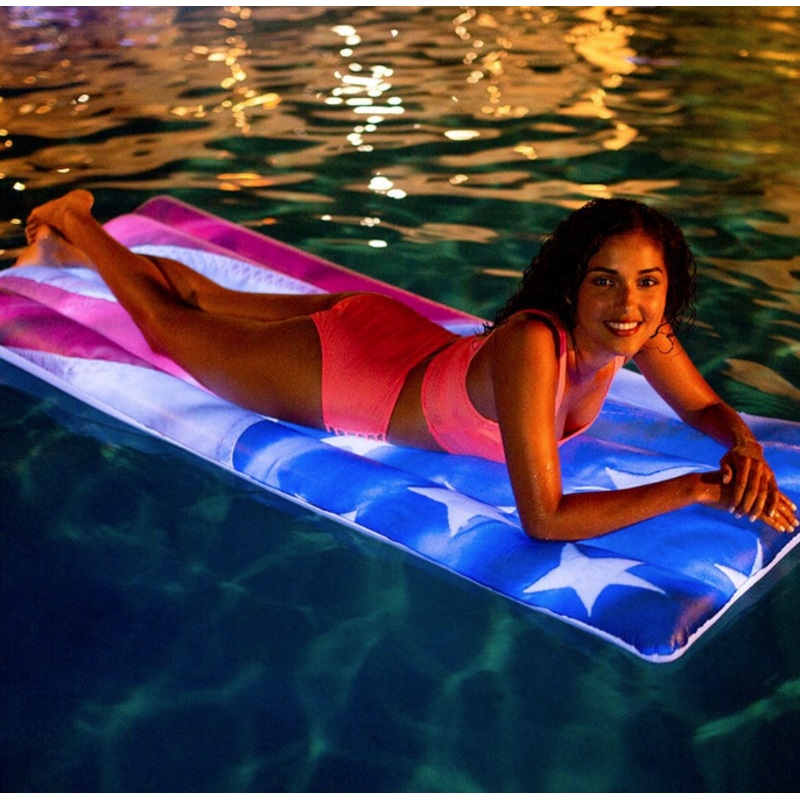 PoolCandy Stars & Stripes Illuminated Deluxe 74″ x 30″ Pool Raft