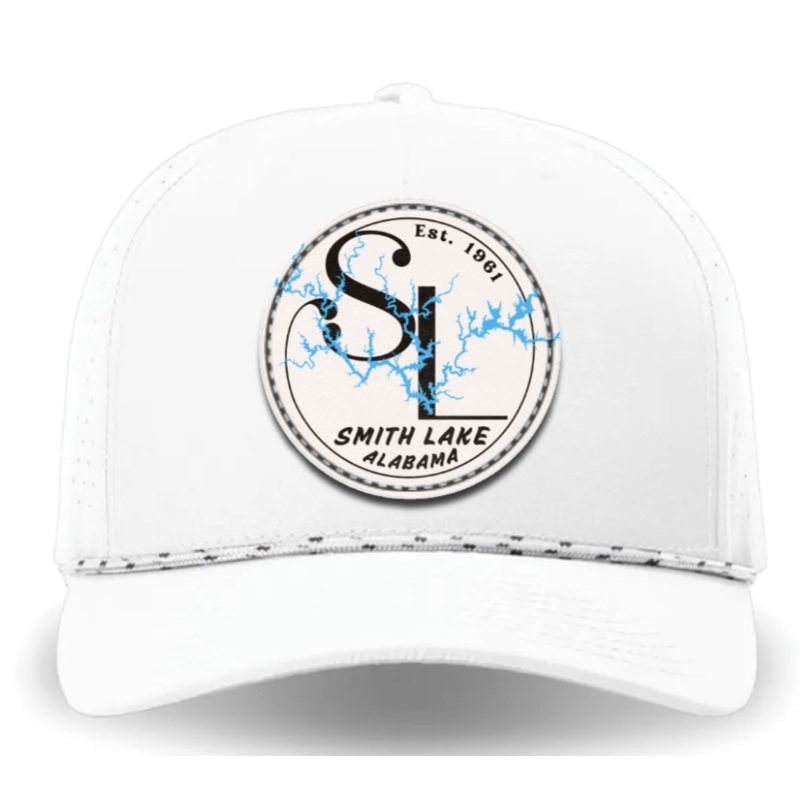 Smith Lake SL Logo Dyed Leather Patch Performance Rope Hat White