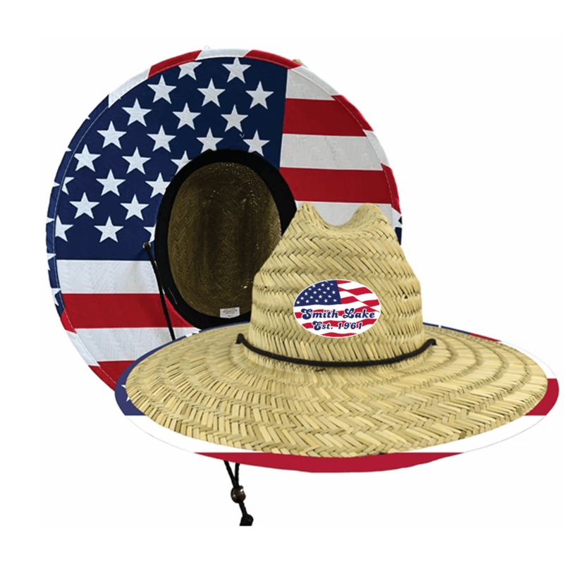 Smith Lake USA American Flag Straw Lifeguard Hat