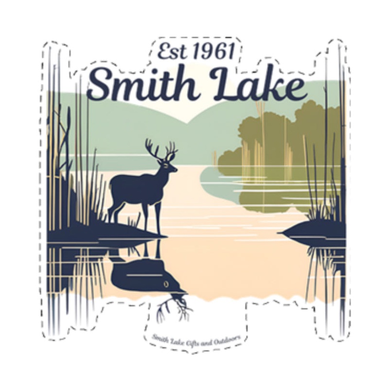 Sticker – Smith Lake Deer Reflections 3.5″