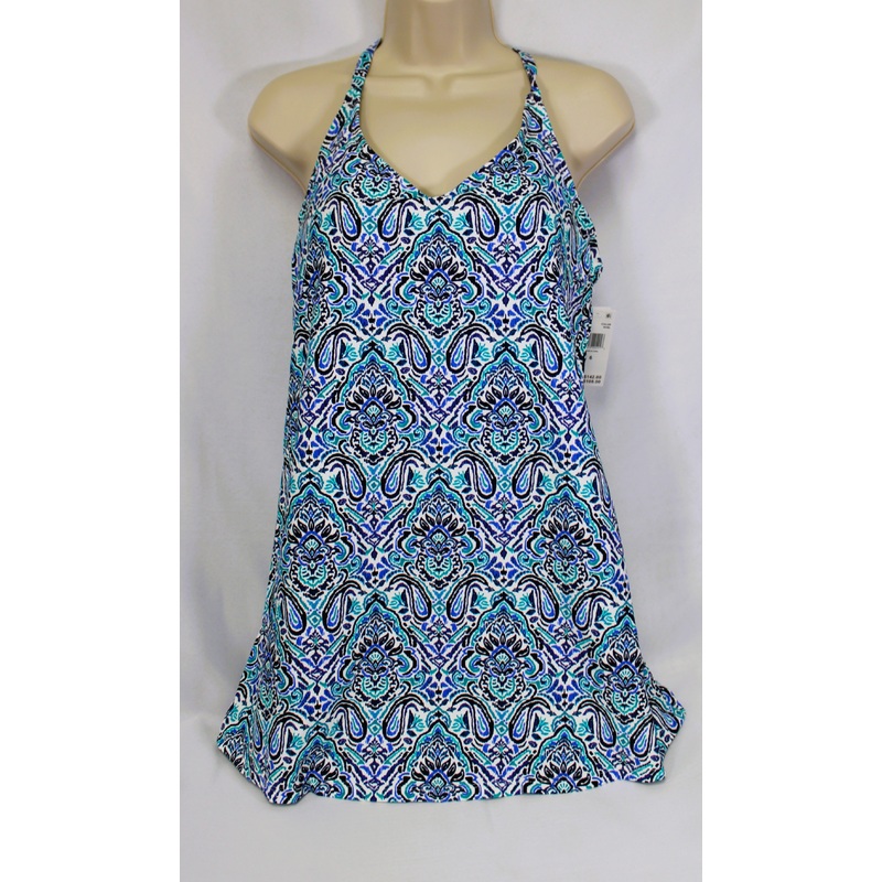 Women’s Leilani Swim Dress Blue Paisley Print