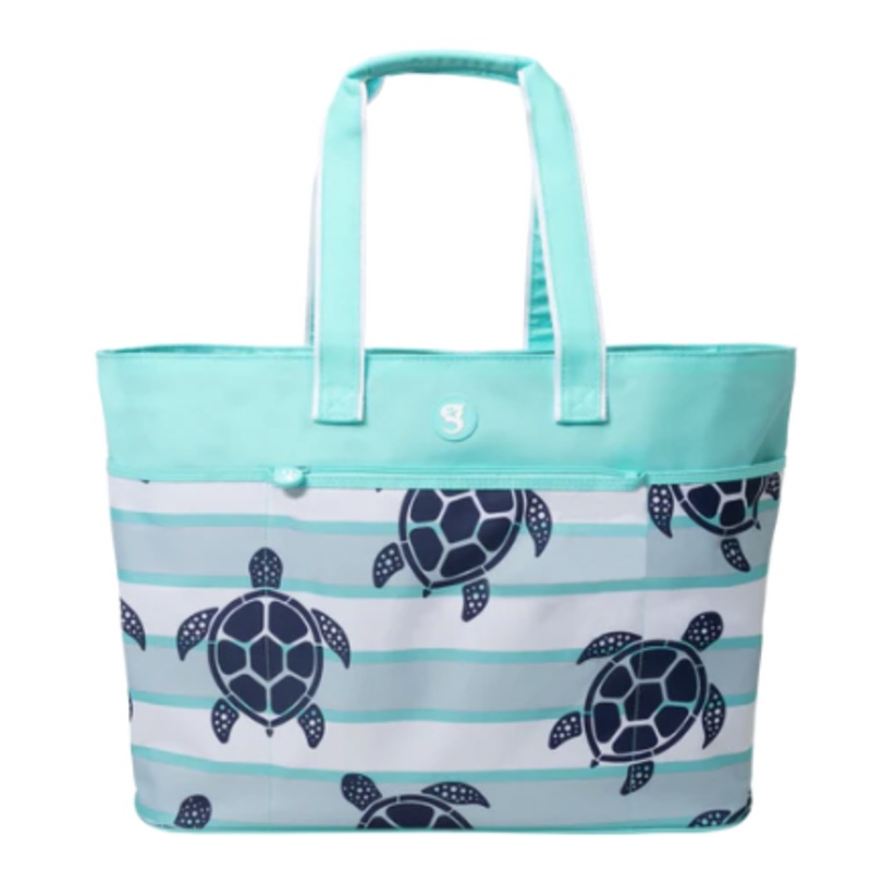 Beach Tote – Teal Turtle Toss