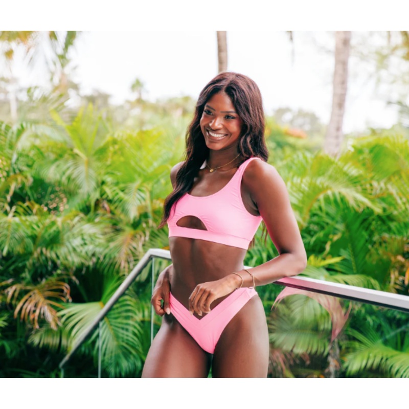 High Leg V Bottom Neon Pink