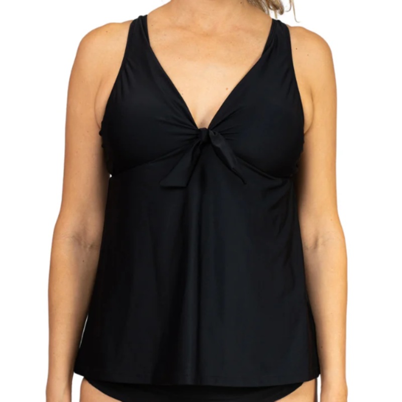 Missy V-Neck Bow Tie Tankini – Black