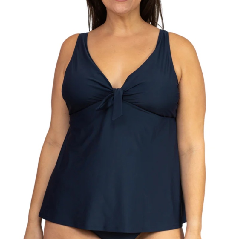 Missy V-Neck Bow Tie Tankini- Navy