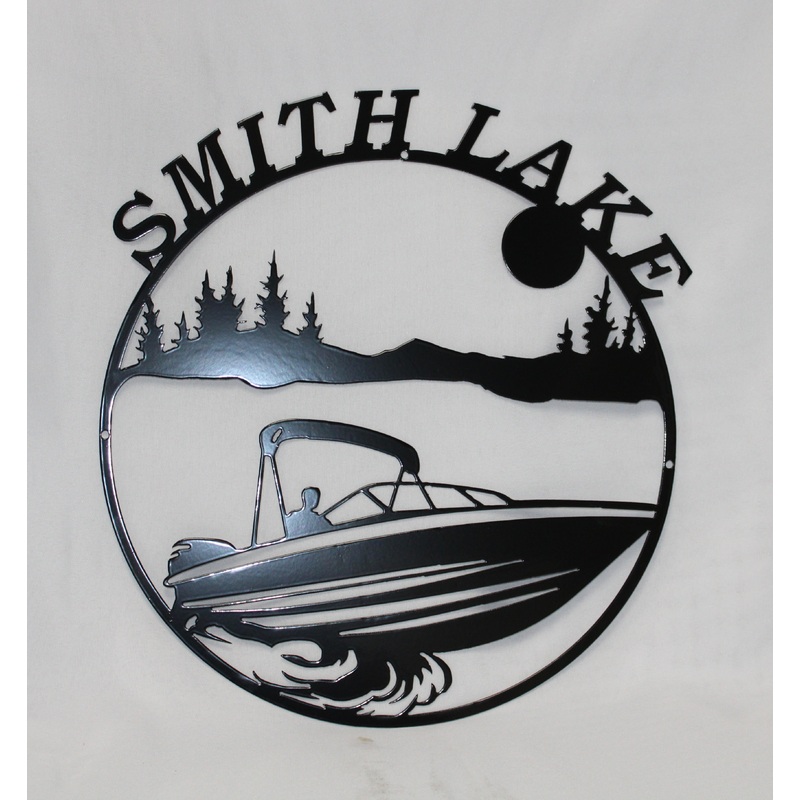 Smith Lake Bowrider Boat Circle Wall Art