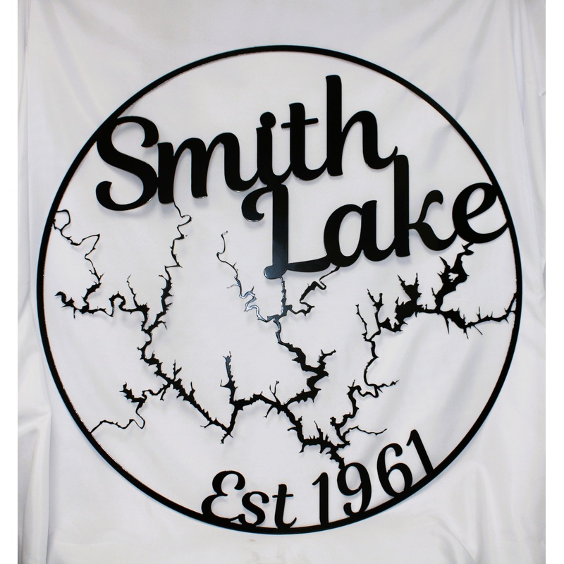 Smith Lake Circle Map 34″ Metal Wall Art