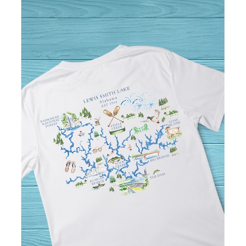 Water Color Map Tee Shirt by The Lake Co
