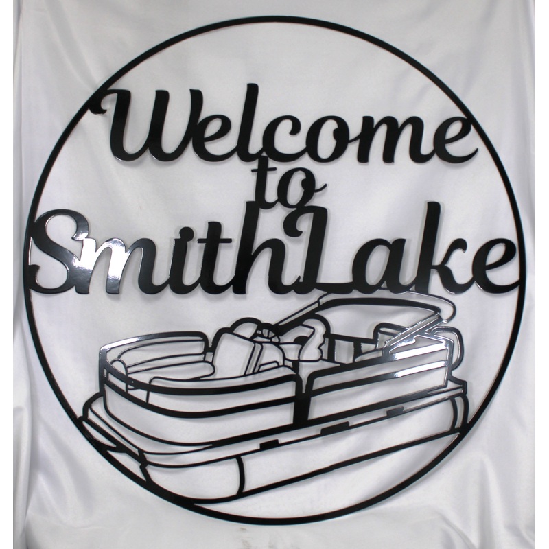 Welcome to Smith Lake Pontoon Boat 34″ Wall Art