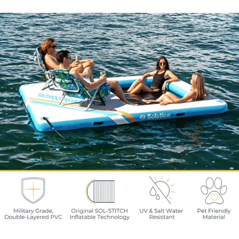 Leasure Float 10′ x 8′ x 8″ Inflatable Rec Mesh Dock