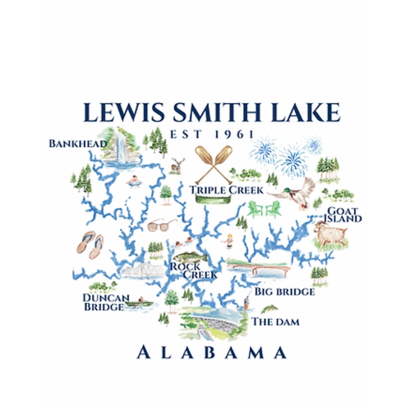 Smith Lake Watercolor Map Print