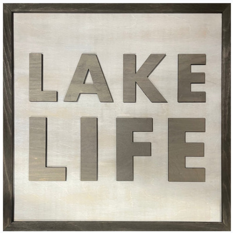 Wood Word Art Sign – LAKE LIFE – 24″ x 24″  2