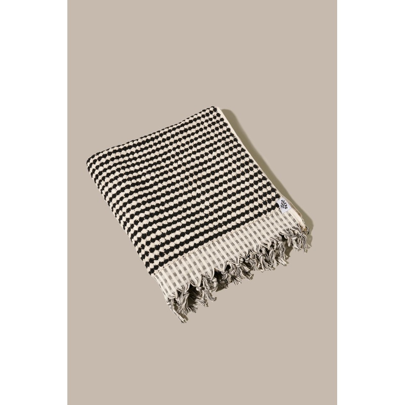Glide Turkish Towel – Pom Pom, Black & White