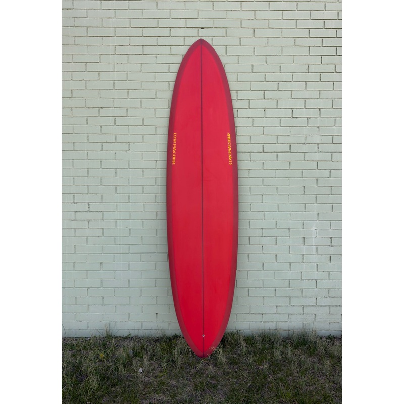 7’10” Lovemachine Surfboards Thick Lizzy – Red & Grey