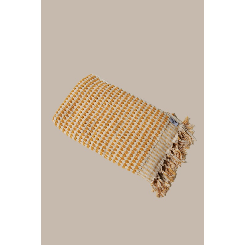 Glide Turkish Towel – Pom Pom, Mustard