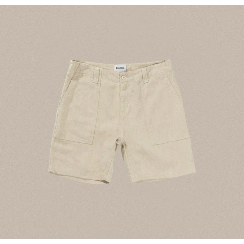 Rhythm Worn Path Textured Linen Short – Sand
