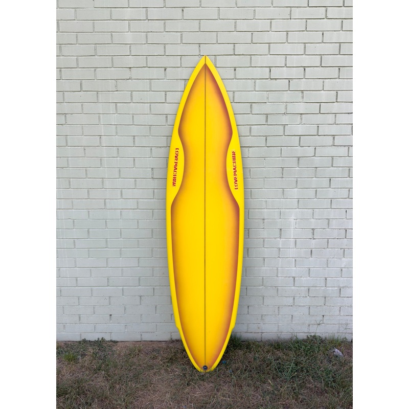 6’4″ Lovemachine Surfboards TWRP – Yellow/Spray Deck