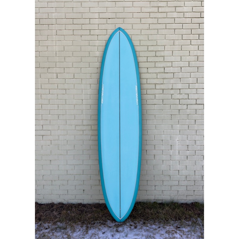 7’10” Lovemachine Surfboards Thick Lizzy – Teal w/ Pin Lines