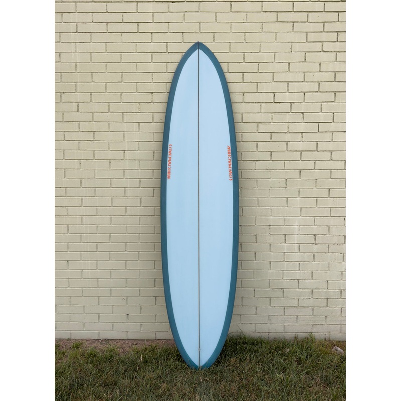 7’4″ Lovemachine Surfboards Thick Lizzy – Teal & Blue