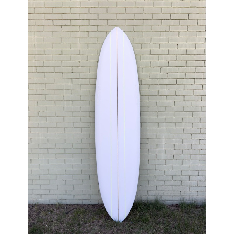 7’6″ Lovemachine Surfboards Thick Lizzy – Clear w/ Fluro Glue Lines