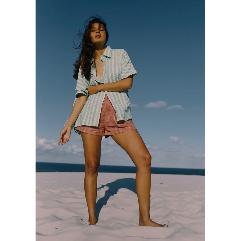 TBR Ava Shirt – Seafoam Cotton Stripe