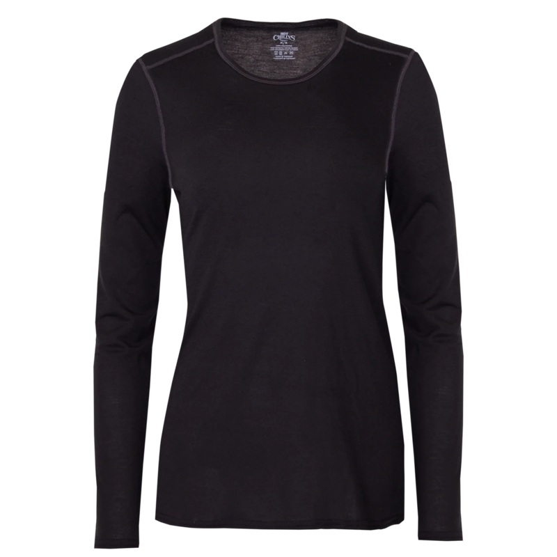 Hot Chillys Womens Pepper Bi-Ply Crewneck Baselayer – Black