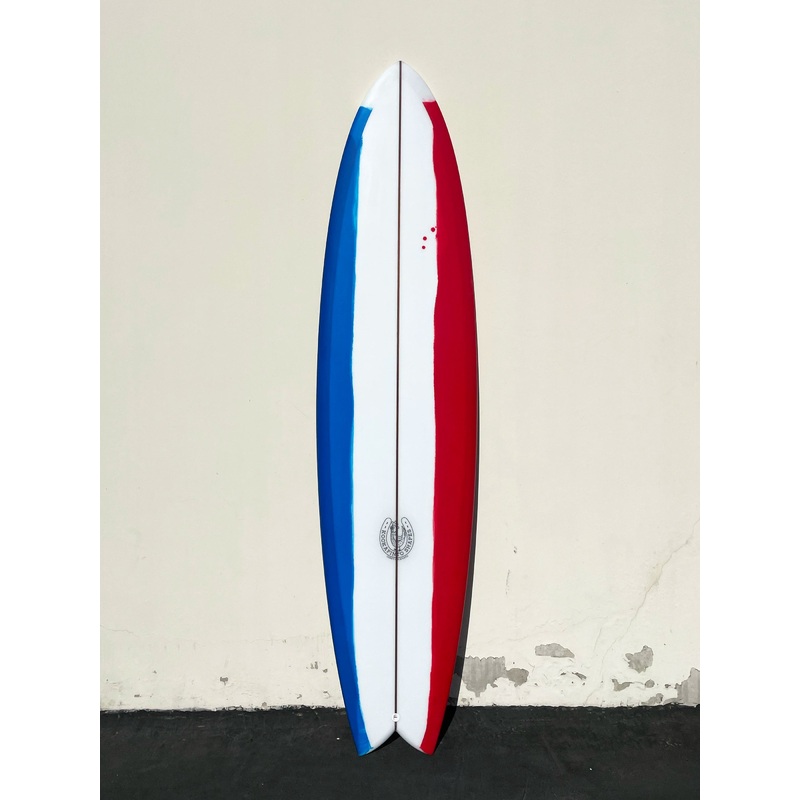 7’10 “Gunny” Fishy Noserider – Red, White, and Blue Surfboard