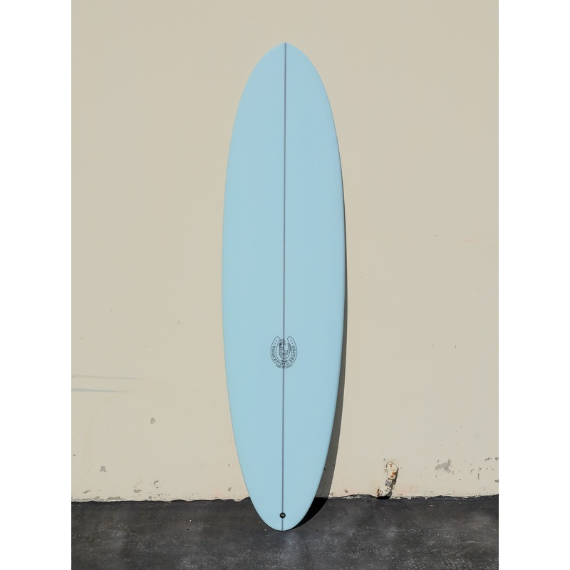 7’2″ Thick Twin Baby Blue Deck Tint Surfboard