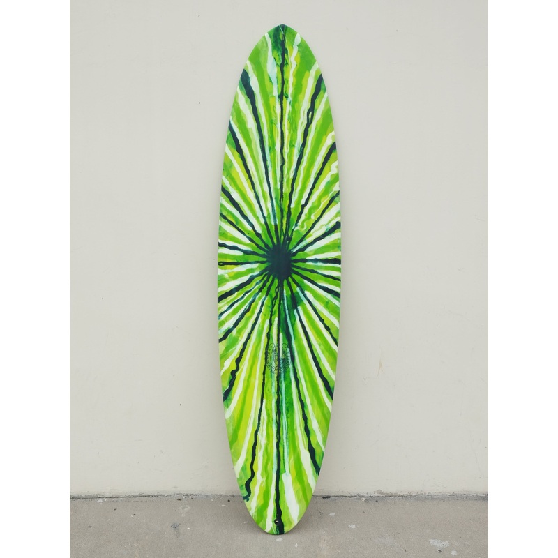 7’7″ Thin Twin – Green Resin Acid Splash Surfboard