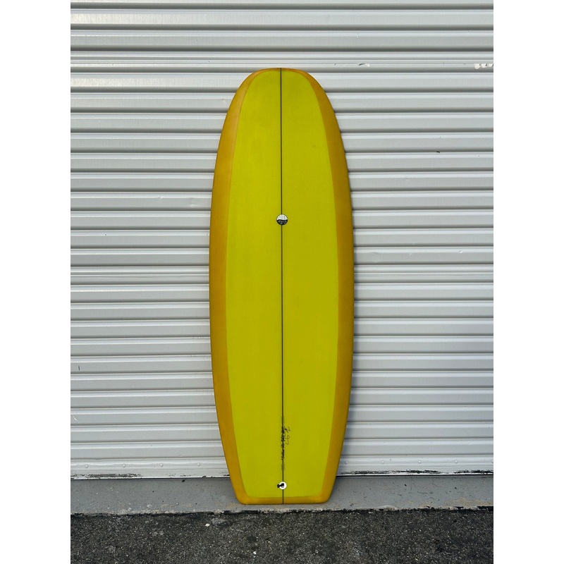 WOODIN SURFBOARDS | 55 HIP STICK CANTALOUPE AND KIWI SURFBOARD