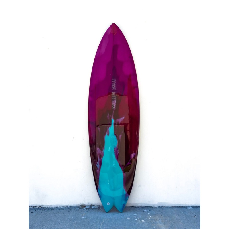 Nuevo Camino | 5’9 Talladega Twin Abstract Crimson Polished Surfboard